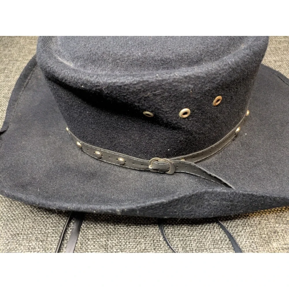 Western Express Black Wool Felt Gambler Western Cowboy Hat Size 6 3/4 Unisex